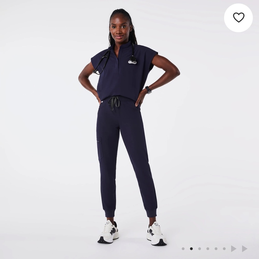 Figs Navy Blue Rafaela Top